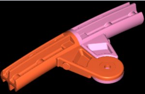 Special cast hinge.

For Golf Swing Trainer (see cover picture) Allows main tubular ring to be folded in half for storage. Spigots fit into tube ends, overlapping lugs provide pivot point and location for support air spring. Machined cast aluminium.