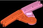 Special cast hinge. 
 
For Golf Swing Trainer (see cover picture) Allows main tubular ring to be folded in half for storage. Spigots fit into tube...
