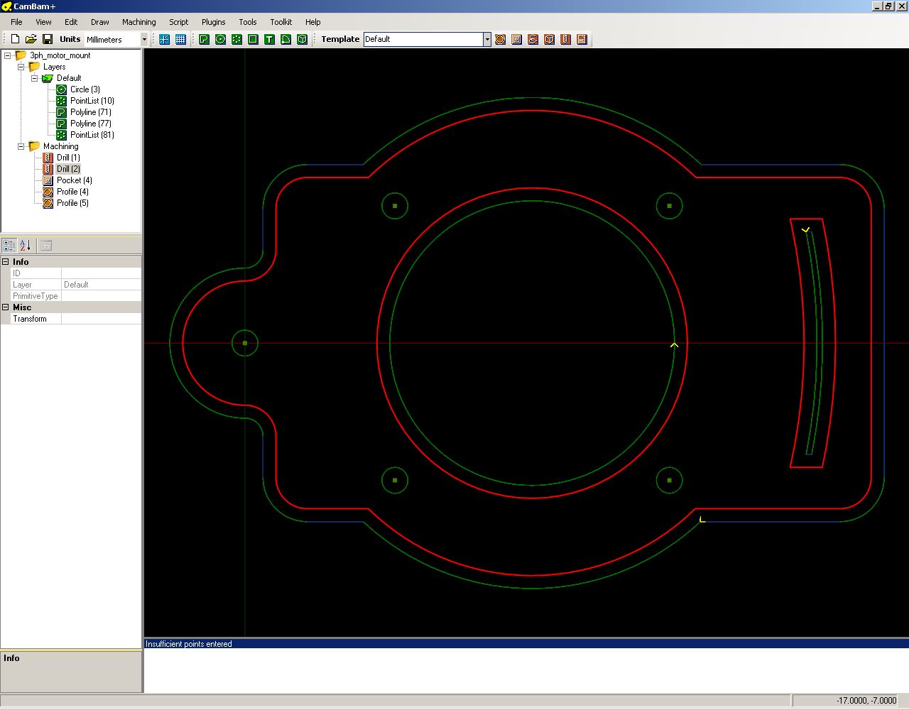 CAD drawing of 3 phase motor mount